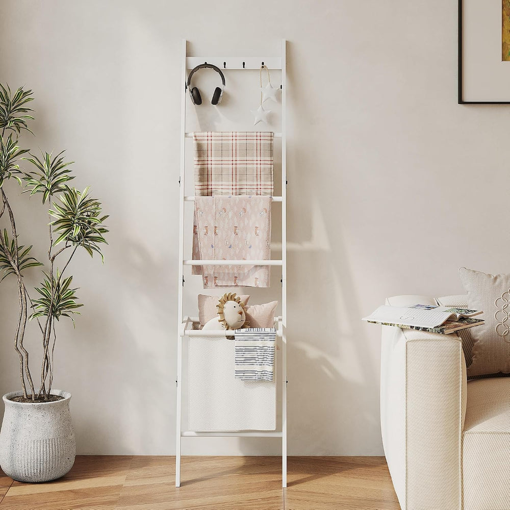 BAMBANG 6-Tier Blanket Ladder for Living Room, Blanket Quilt Ladder Rack Rust...
