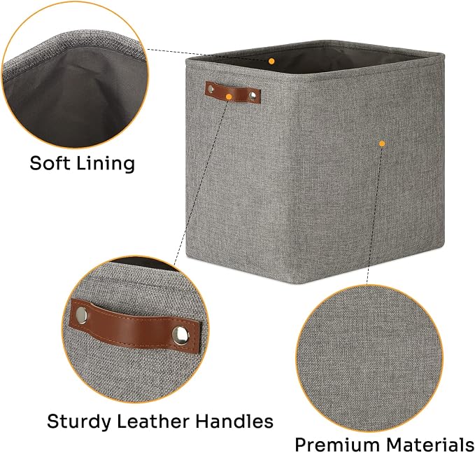 DULLEMELO Grey Storage Baskets 2 Pack Extra Large Fabric Shelf Baskets - Image 6