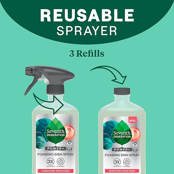 Seventh Generation Foaming Dish Spray, 3 Refills and 1 Sprayhead, 16 Fl Oz - Image 6