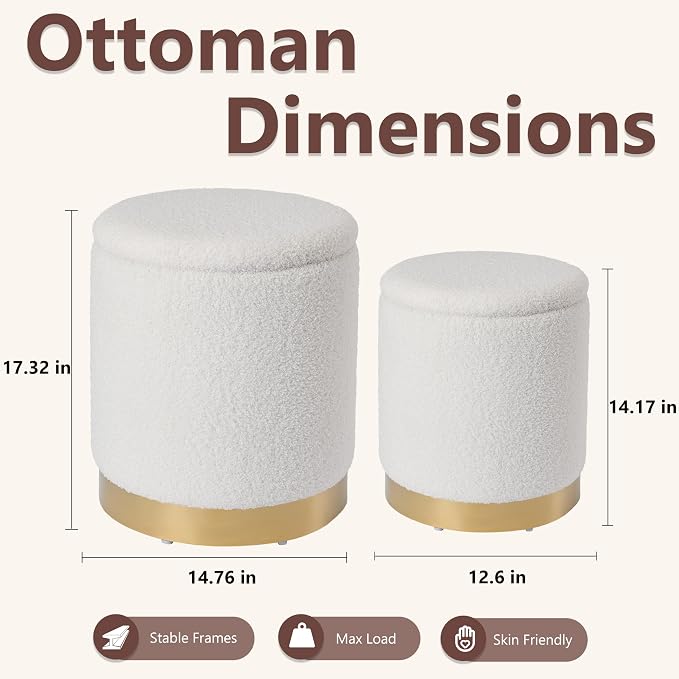 Royal Windsor Boucle Round Ottoman - Image 2