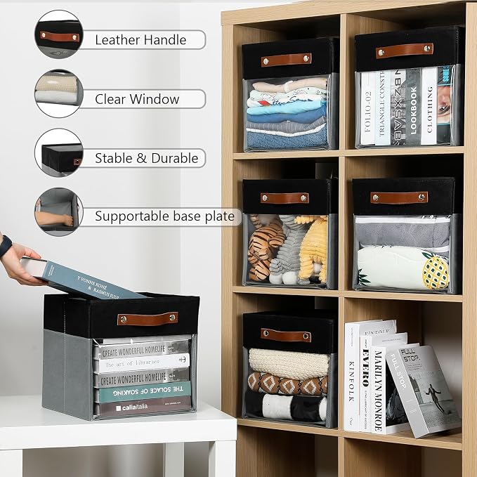 HNZIGE Cube Storage Bins 11 x 11, Fabric Cubes Storage Bins 11x11 Clear Storage - Image 3