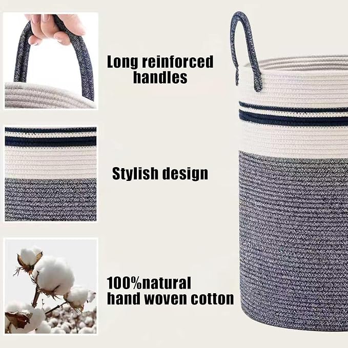 Woven Laundry Basket Hamper, 60L Versatile Storage - Image 4