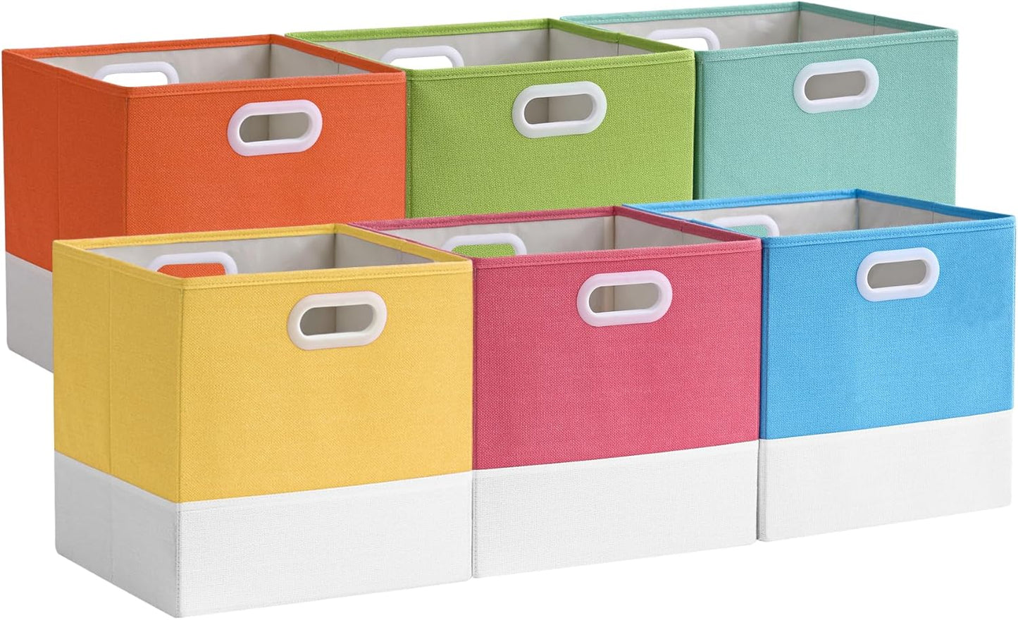 Storage Cube Bins | Macaron & White, 10.5"x10.5"x11", 6 Pack | Multi-Size | Ultra-Fine Fabric | Organizer Baskets for Shelf, Wadrobe, Closet | 11"x11"x11" Cube Insert Drawer