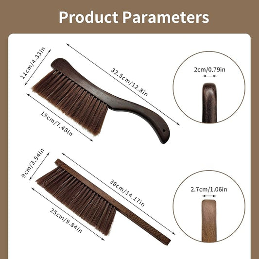 2 Pcs Wooden Hand Broom Brush, Dust Bench Brush Whisk Broom Soft Bristle Brush - Image 2