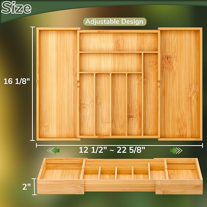 BAMEOS drawer organizer flatware organizer cutlery tray silverware organizer - Image 2