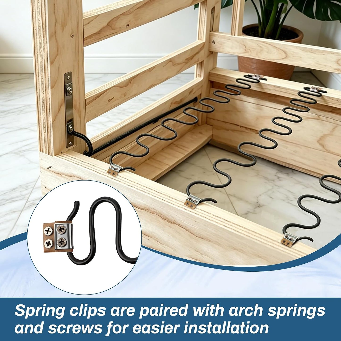 AHIER 25" 4 Pack Couch Spring Repair Kit, Sofa Supports for Sagging Cushions Upholstery Springs Seat Repair Replacement Kits - Includes 20ft Steel Stay Wire with 20 Clips, 10 Spring Clips, 40 Nails