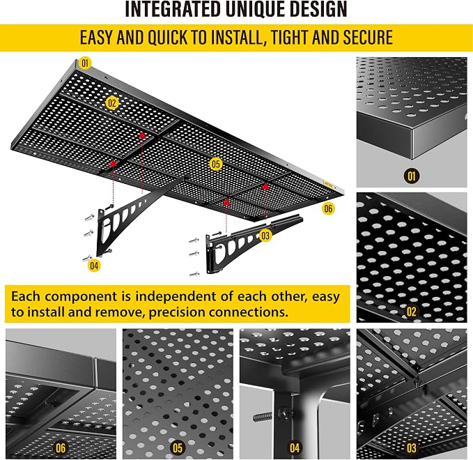 2-Pack 1.64x4ft Adjustable Garage Wall Shelving 560lbs Load Capacity Heavy Duty - Image 6