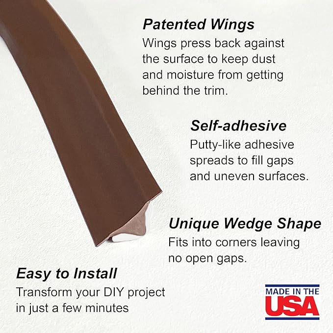 InstaTrim The Original Flexible Trim -10ft Dark Brown 3/4" Wide Caulk Tape - Image 2