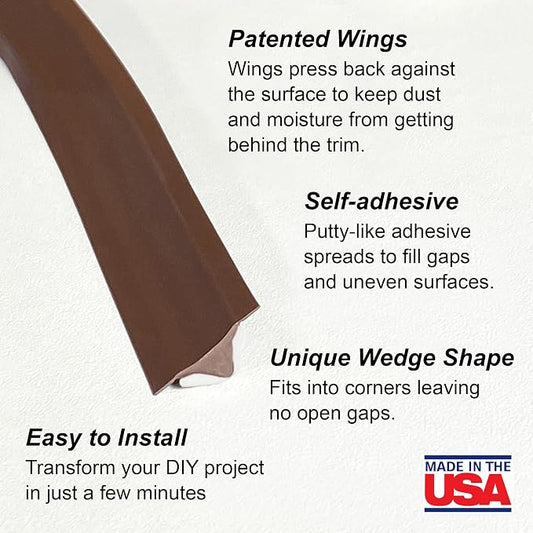 InstaTrim The Original Flexible Trim - 10ft Dark Brown 1/2" Wide Caulk Tape - - Image 2