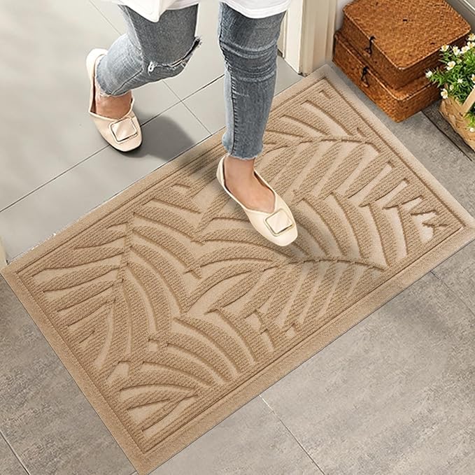 Front Door Mat, Absorbent Resist Dirt Welcome Door Mat Indoor Outdoor, by HIYARD