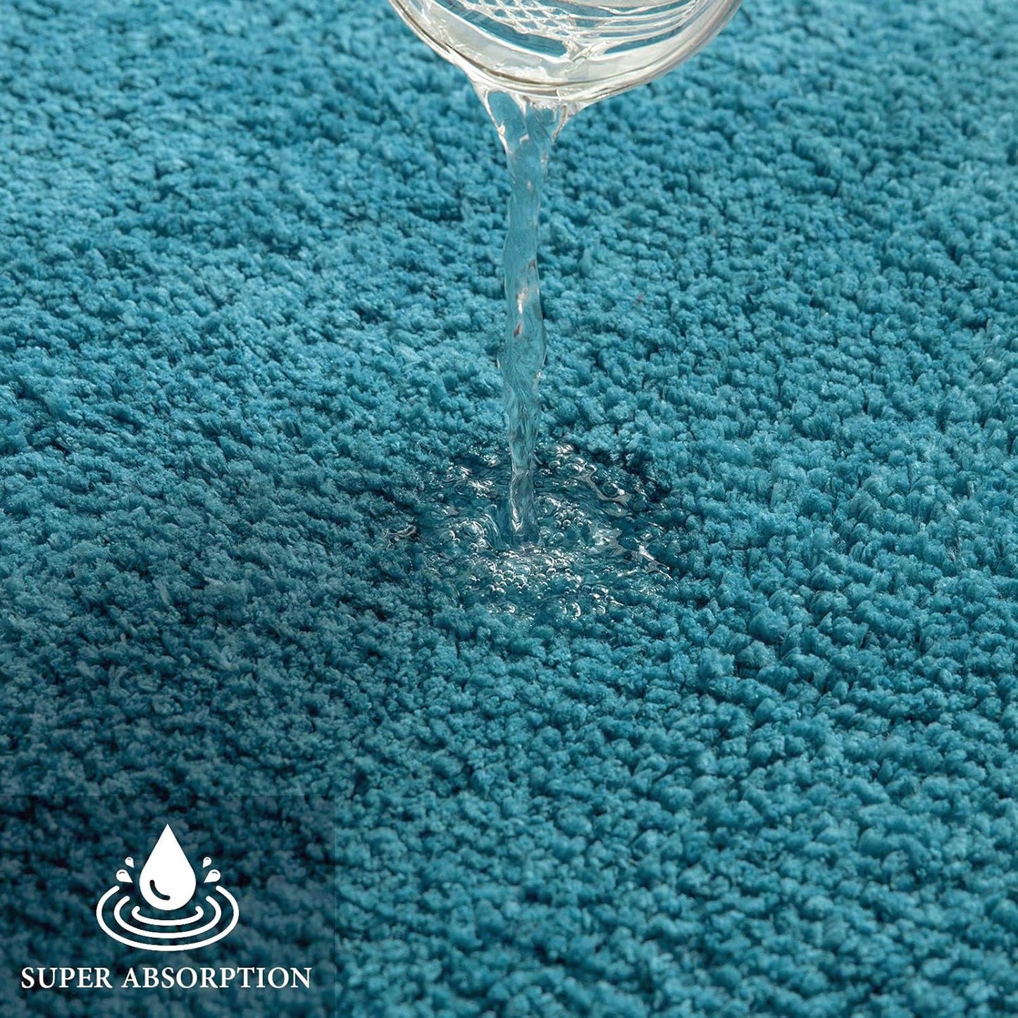 MIULEE Teal Bathroom Rugs, Soft Small Absorbent Microfiber Bath Rugs Non Slip Quick Dry Fluffy Bath Mats for Bathroom Floor Tub Showers, Machine Washable, 16x24 Inch