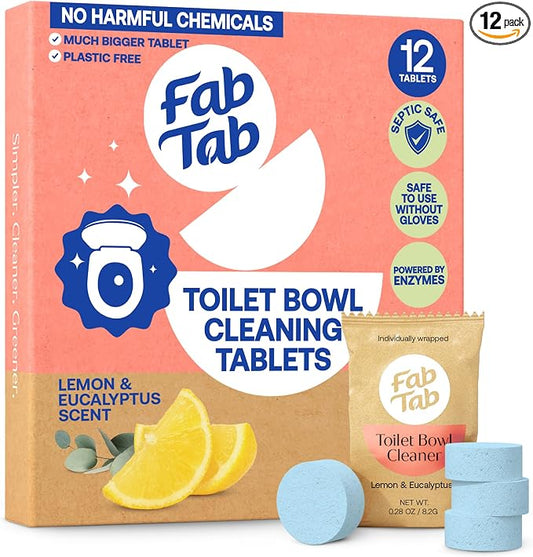 Fab Tab Toilet Bowl Cleaner Tablets, Powerful Stain Removal, No Harsh Chemicals by FabTab