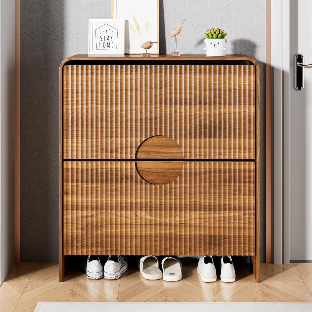 Slim Shoe Storage Cabinet for Entryway, Narrow Shoe Cabinet with 2 Tier Flip ...
