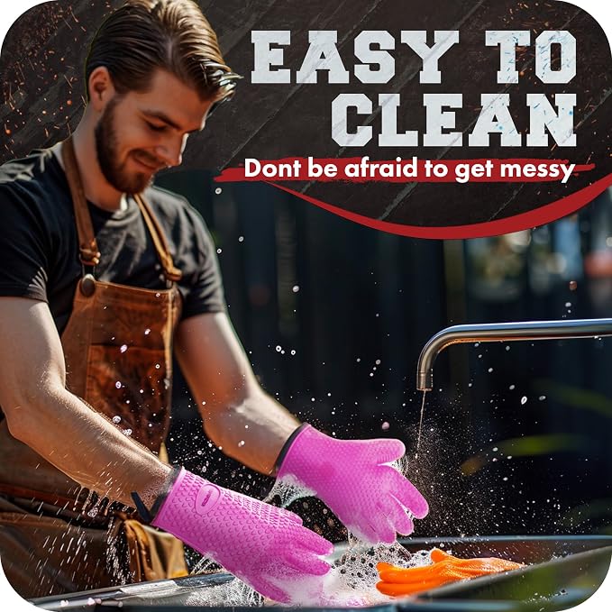 KITCHEN PERFECTION S Silicone Smoker Oven Gloves -Extreme Heat Resistant BBQ - Image 6