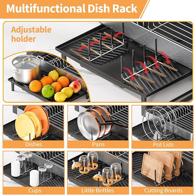 Expandable Dish Drying Rack for Kitchen Counter, 304 Stainless Steel Dish Rack - Image 4