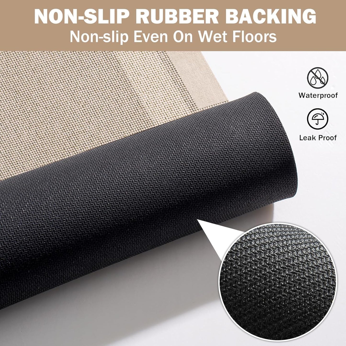 YDKGL Non Slip Bath Mat, Rubber Backing Ultra Thin Bathroom Rugs Fit Under Door Quick Dry Super Absorbent Washable Bath Rug Shower Mat for Bathroom Floor Bathtub Shower Sink, Easy Care Beige 16"x 24"