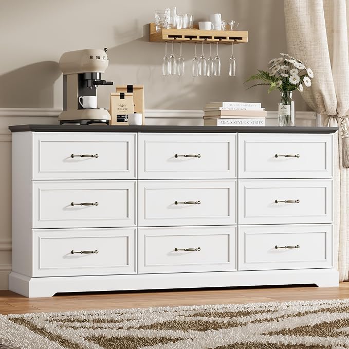 9 Drawer Dresser for Bedroom, Rustic Farmhouse Dresser by Thacuok