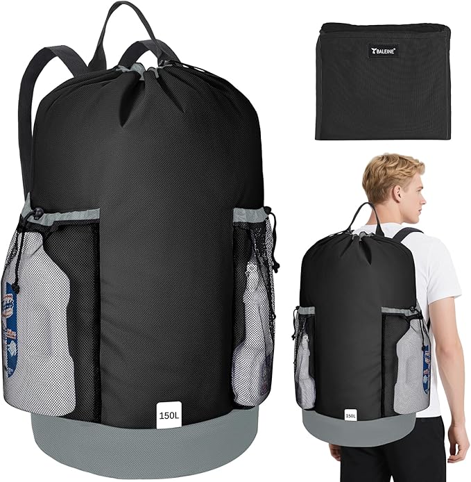BALEINE 150L Laundry Bag Backpack, 900D Oxford Fabric Large Travel Laundry Bags by BALEINE