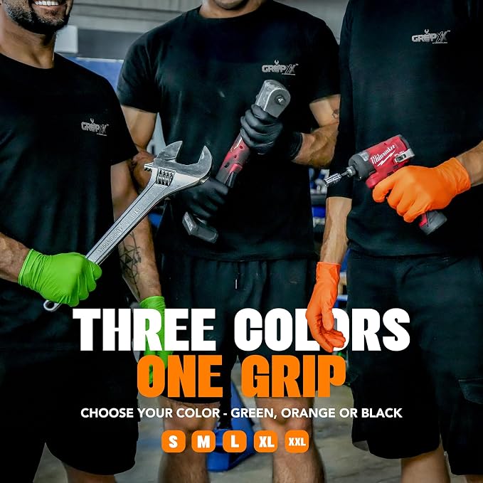 Herkules Grip Heavy Duty 8Mil Orange Nitrile Gloves, 3D Raised Diamond - Image 7