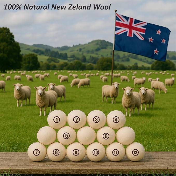 Sheep Wool Dryer Balls 12 Pack L Premium Natural Fabric Softener, Reusable - Image 7