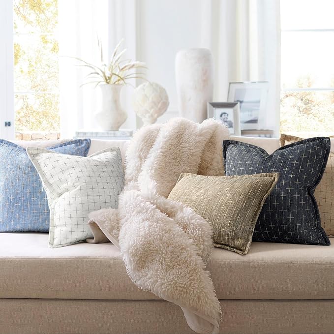ZWJD Pillow Covers 20x20 Set of 2 Soft Polyester Textured Pillow Covers - Image 6