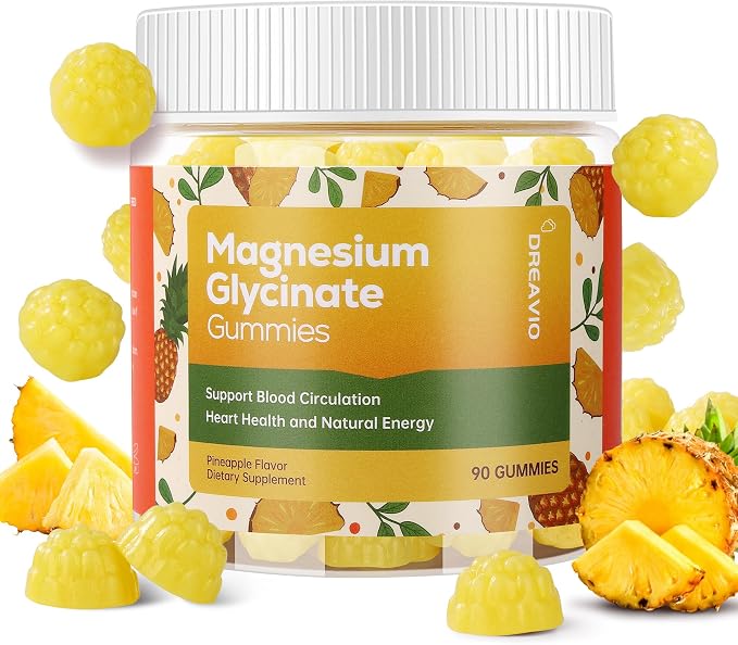 90 Count Magnesium Glycinate Gummies 400mg w/Ashwagandha Supplement by DREAVIO