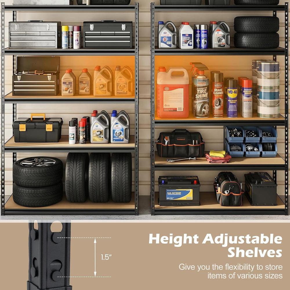 GIANTEX 5-Tier Metal Storage Shelves, Heavy Duty Garage Shelving Units w/Adju...