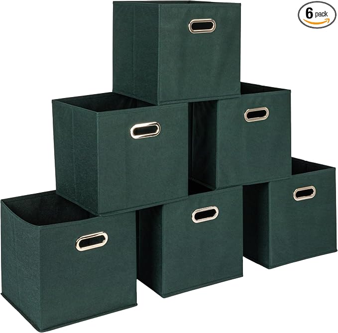 Household Essentials Fabric Storage Cube Bins, 6 Piece Set, Strong Poly-Woven by HouseholdEssentials
