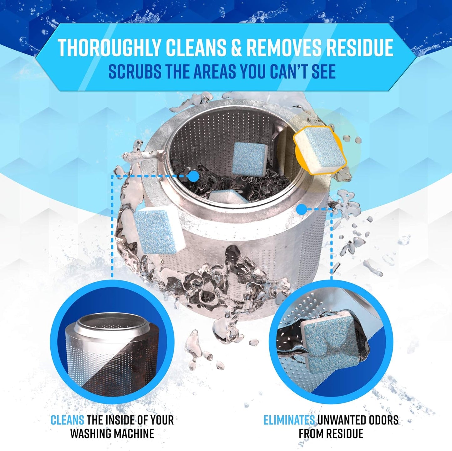 ACTIVE Washing Machine And Dishwasher Cleaning Tablets Bundle - Includes 12 Month Supply Dishwasher Cleaner Deodorizer & Washing Machine Descaler Deep Cleaning Tablets - 48 Tablet Combo