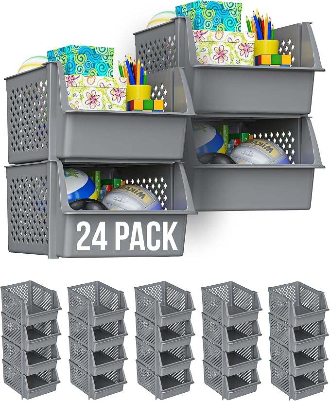Skywin Plastic Stackable Storage Bins by Skywin