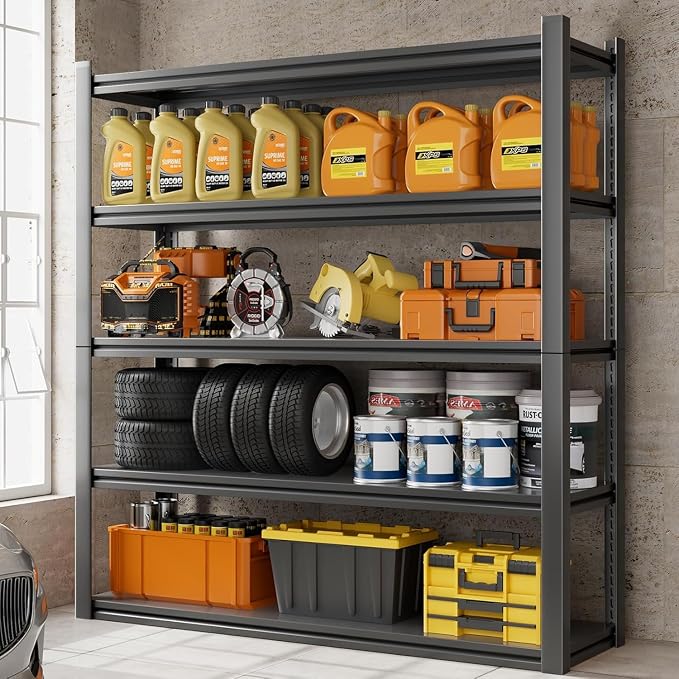 72" H Garage Shelving 2000LBS Heavy Duty Storage Shelves Adjustable 5 Tier by Howzone