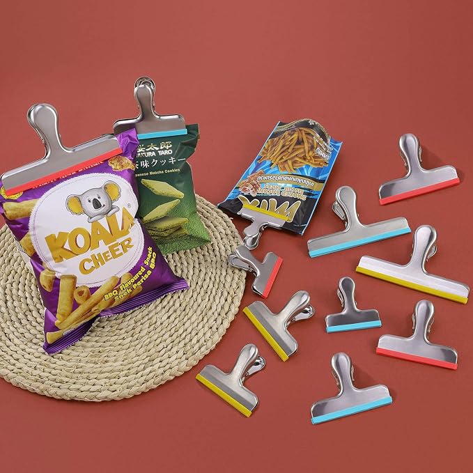 HOUSE AGAIN 12 Pack 3 Sizes Stainless Steel Chip Bag Clips Covered - Image 6