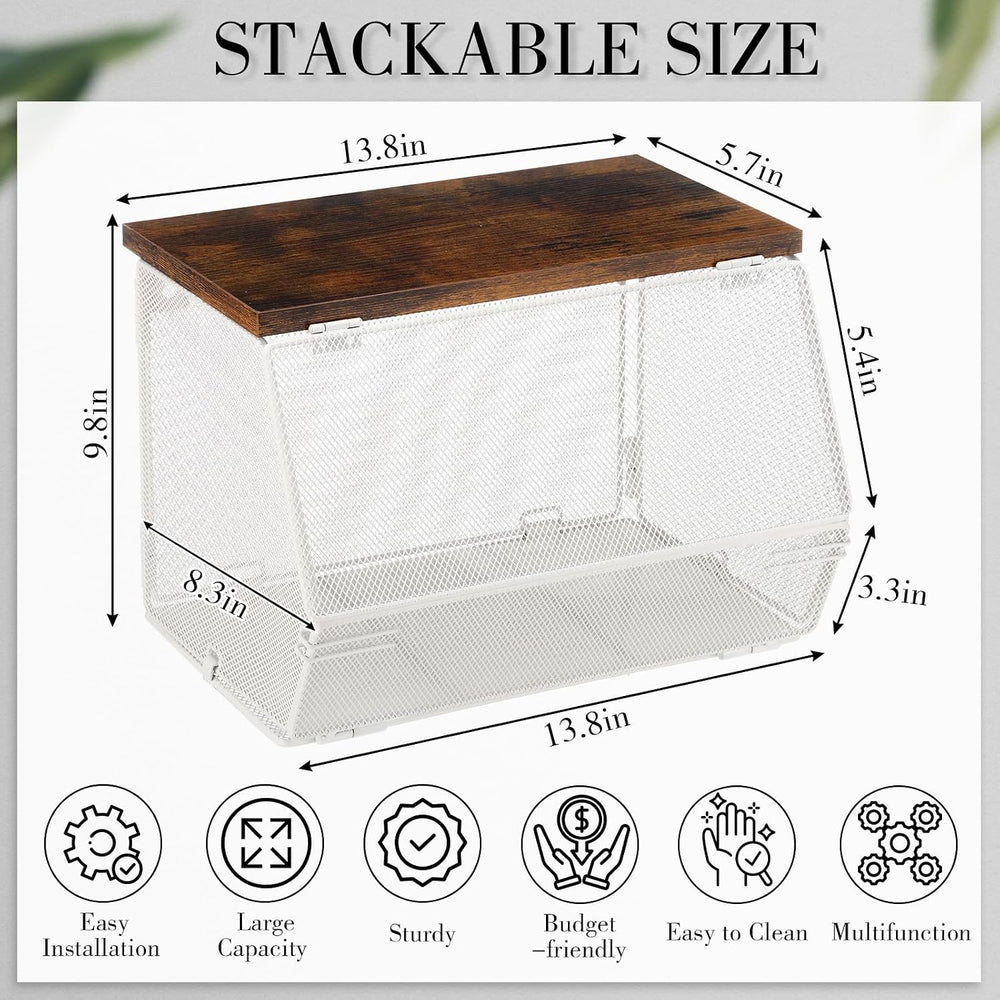 Teenyyou 2 Pcs Fruit Basket with Lid, Non-removable, White, 8.3"w & ...