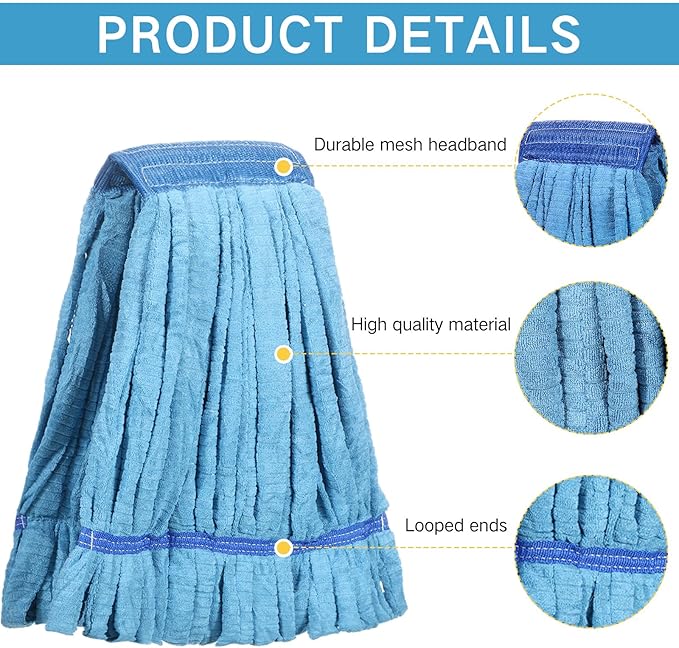 Lallisa 4 Pcs Commercial Mop Head Replacement Tube Microfiber Industrial Looped - Image 3
