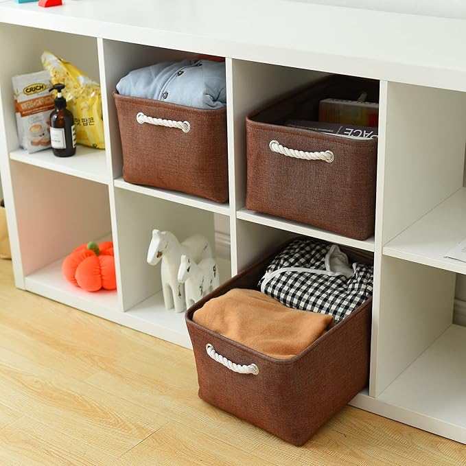 TheWarmHome Decorative Basket Rectangular Fabric Storage Bin Organizer Basket - Image 6