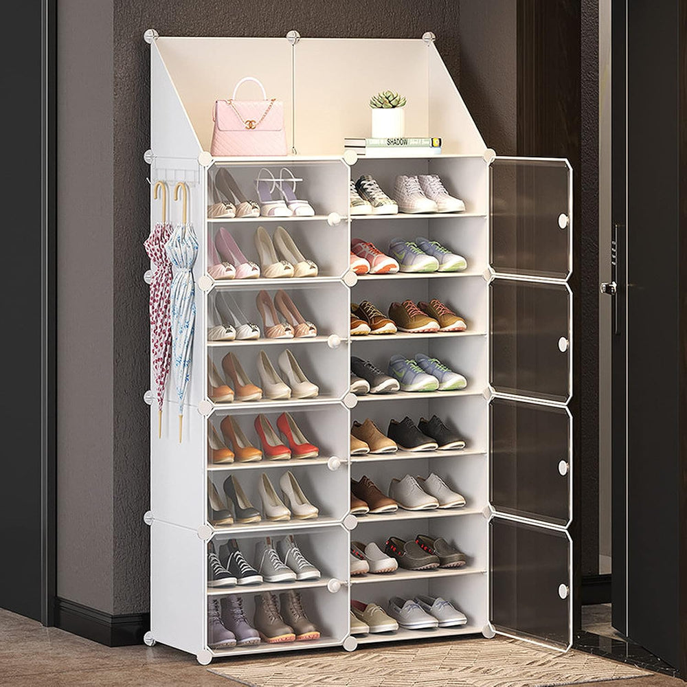 Jomifin Shoe Storage Cabinet 32-64 Pairs with Transparent Doors White