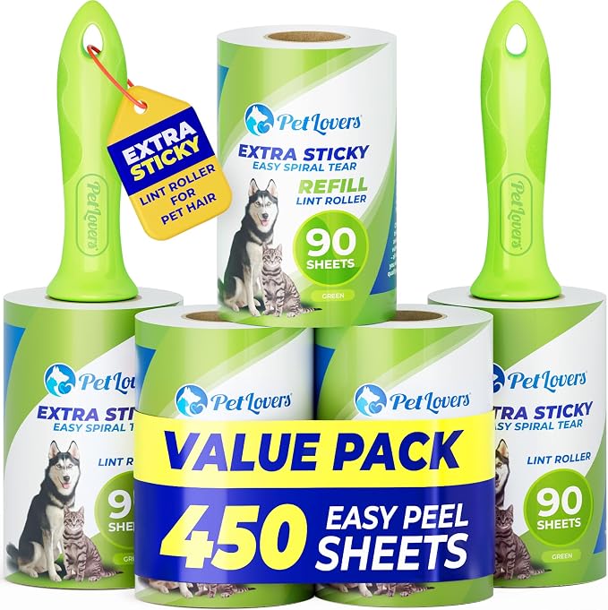 PetLovers Extra Sticky Lint Roller Mega Value Set 450 Sheets by PetLovers