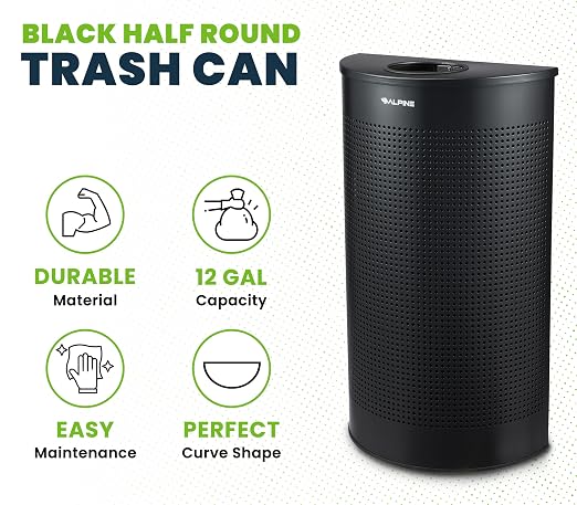 Alpine Half Round Trash Can Open Top - Image 4