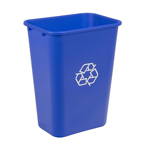 Amazon Basics Trash Can, Rectangular Commercial Office Wastebasket, Recycle Logo by AmazonBasics