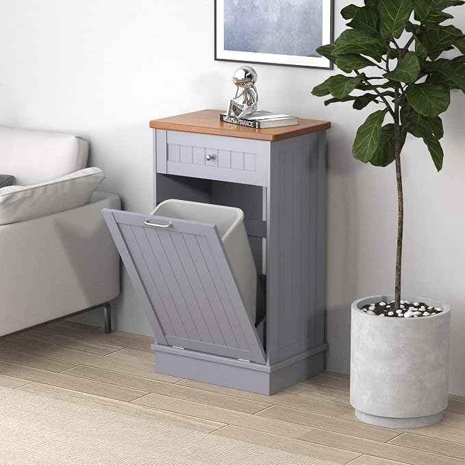 Betterhood Tilt Out Trash Cabinet 10 Gallon Wooden Free Standing Laundry Sorter by Betterhood