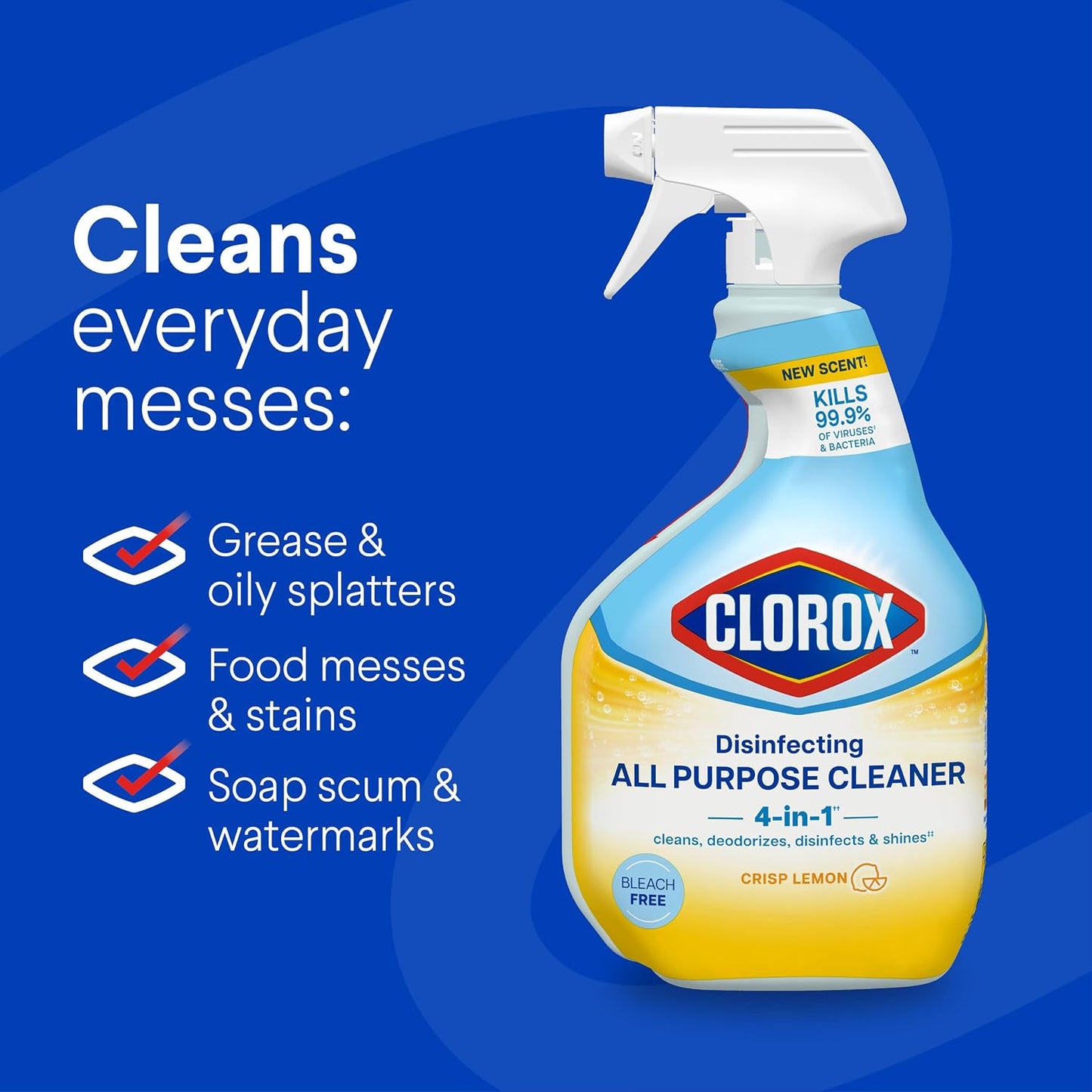 Clorox Disinfecting All-Purpose Cleaner, 32 fl. Oz., and Bathroom Cleaner, Bleach Free, Household Essentials, Cleans Dirt and Grime Off Most Surfaces and Countertops, 32 fl. oz.
