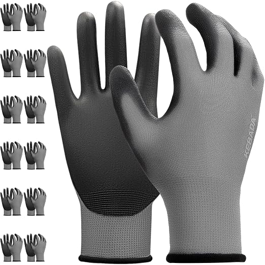 Kebada W1 Work Gloves for Men and Women, 12 Pairs Touchscreen Working Gloves by KEBADA