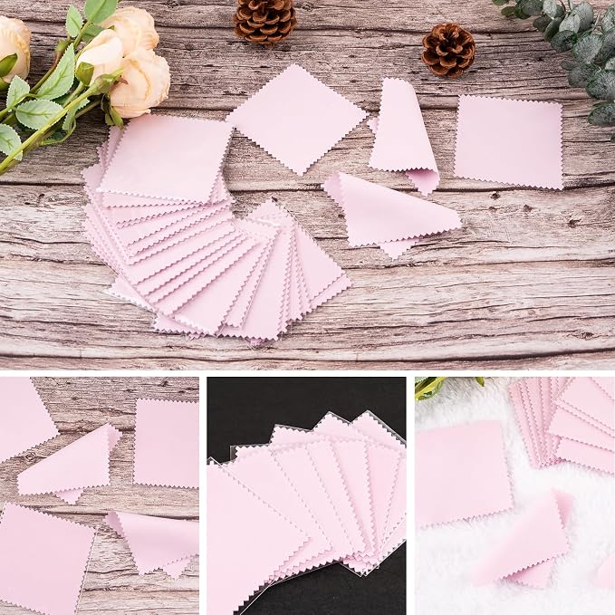 100 Pack Jewelry Polishing Cloth, 3.15" x 3.15" Pink Cleaning Cloths, Small - Image 7