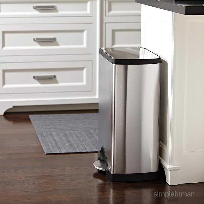 simplehuman 50 Liter / 13.0 Gallon Rectangular Kitchen Step Trash Can, Brushed - Image 2