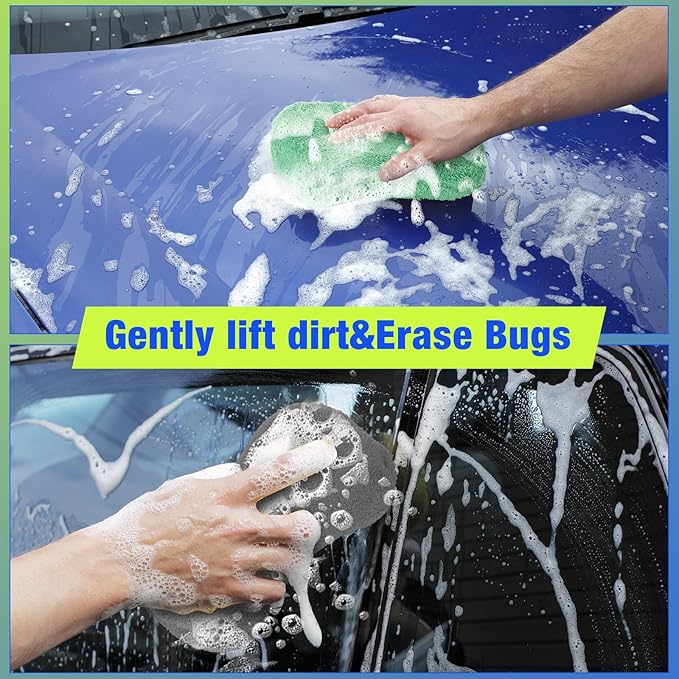 12 Pack Microfiber Car Wash Sponge 9" x 4.3" Large Sponges Two-Sided - Image 4