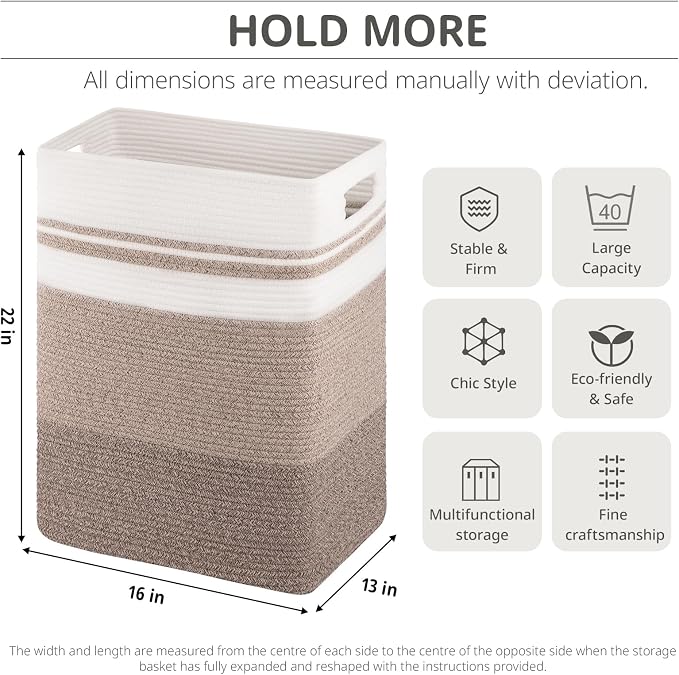 OIAHOMY Rectangle Laundry Basket, Large Laundry Hamper - Image 4