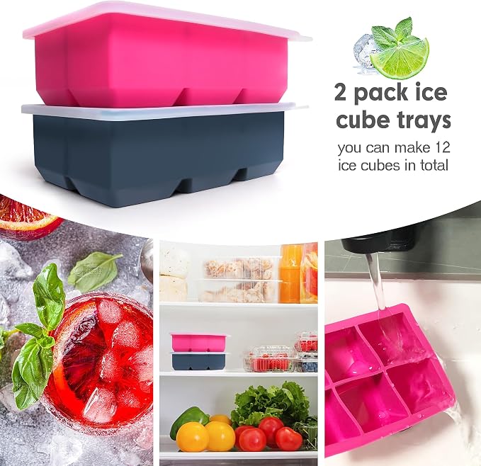 Silicone Ice Cube Trays with Lids, Large Square Ice Cube Molds - Image 4