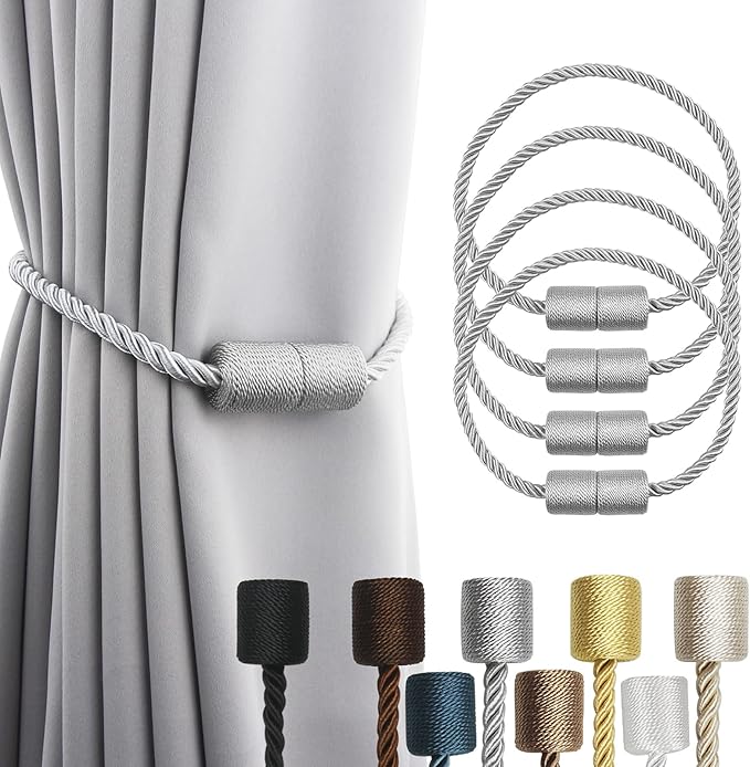 4 Pack Strong Magnetic Curtain Tiebacks Outdoor Elegant Decorative Tie Backs by CurtainTiebacks