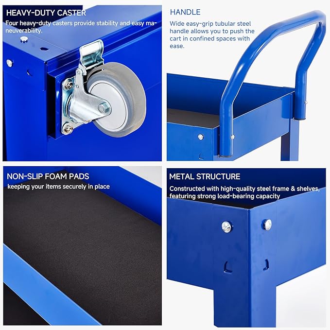 3 Tray 29.3 inch Tool Cart, self Assembly, 300 LBS Capacity Rolling Tool Carts - Image 4