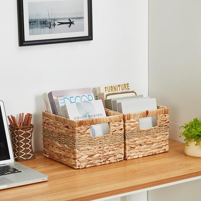Water Hyacinth Wicker Basket, Decorative Woven Baskets - Image 7